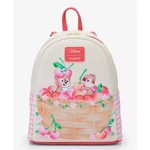 Loungefly Disney Chip 'N' Dale Cherry Basket Mini Backpack Cute Bag New